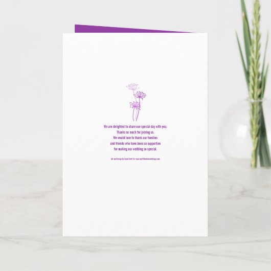 Koeien peterselie bloem paarse bruiloft programma (Achterkant)