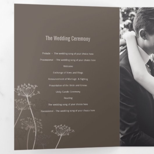 Koeien peterselie bloemhoofd bruine herfst bruilof drieluik programma (Binnenzijde eerst)