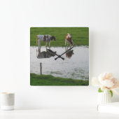 Koeien Reflectie Clock Vierkante Klok (Huis)