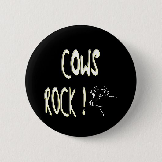 Koeien Rock! Knoop Ronde Button 5,7 Cm (Voorkant)