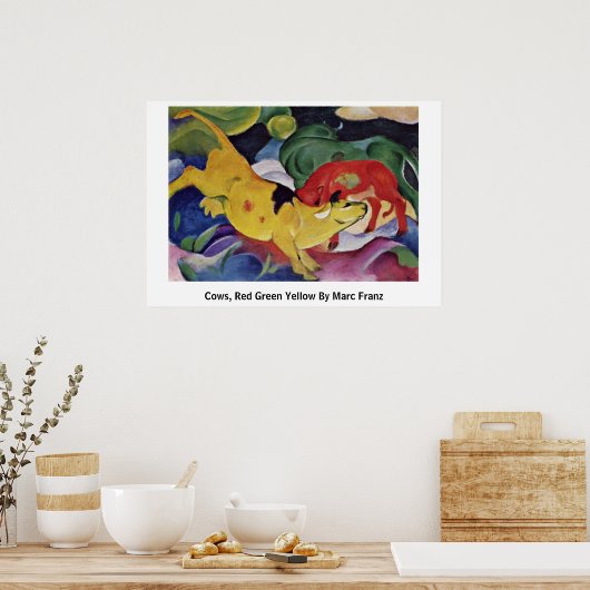 Koeien, rood groen geel door Marc Franz Poster (Keuken)