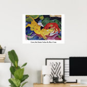 Koeien, rood groen geel door Marc Franz Poster (Thuiskantoor)