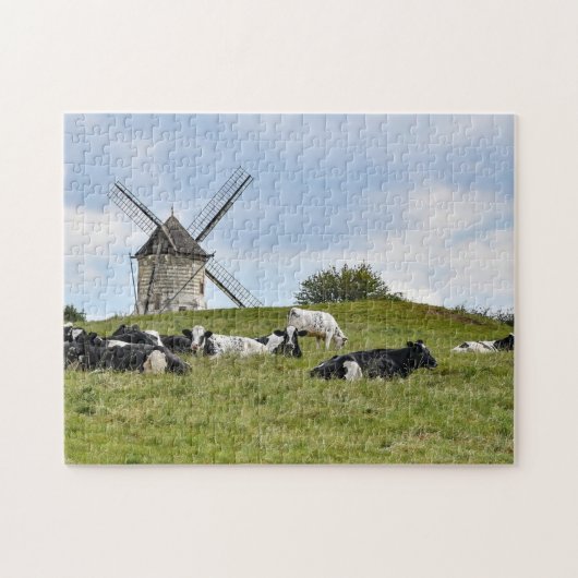 Koeien Rundveer Mill Windmill Farmland Pasture Jig Legpuzzel (Horizontaal)
