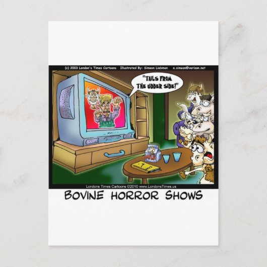 Koeien Scary TV Films Funny T - shirts Mokken Gift Briefkaart (Voorkant)