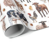 Koeien schapen Varkens kippen Cadeaupapier (Rol Hoek)