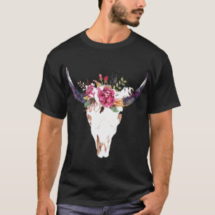 Koeien schedel kunst met bloemen Geweldig voor vak T-shirt