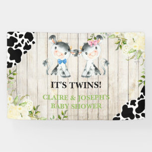 Koeien tweeling baby shower / geslacht onthulling spandoek