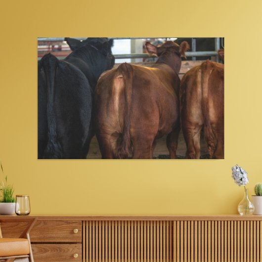 Koeien van achteren canvas afdruk (Insitu (Woonkamer))