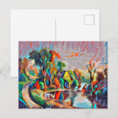 Koeien  van katoen Pond Landschap Abstracte kleurr Briefkaart (Voorkant / Achterkant)