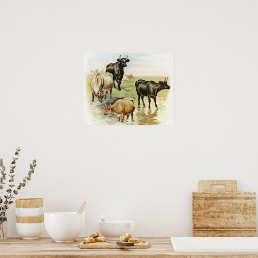Koeien van kunstlandbouwhuisdieren poster (Keuken)