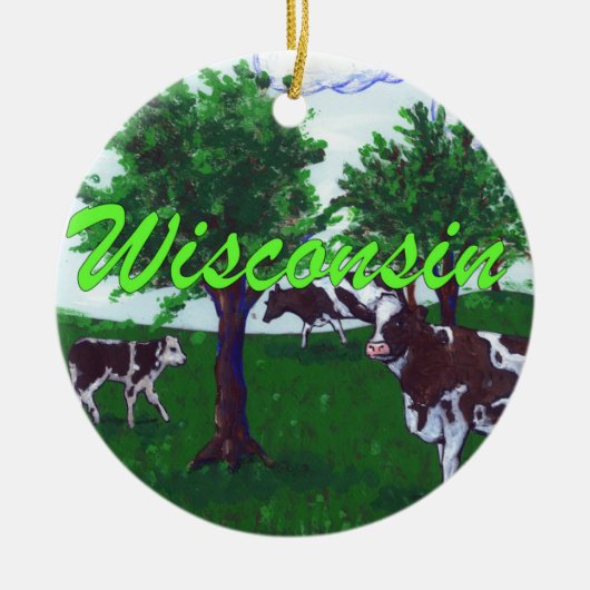 Koeien van Wisconsin Keramisch Ornament (Voorkant)