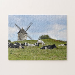 Koeien Vee Molen Windmolen Landbouwgrond Weiland L Legpuzzel