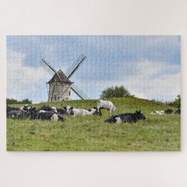 Koeien Vee Molen Windmolen Landbouwgrond Weiland Legpuzzel