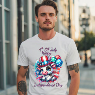 Koeien viering met ballonnen onafhankelijkheidsdag t-shirt