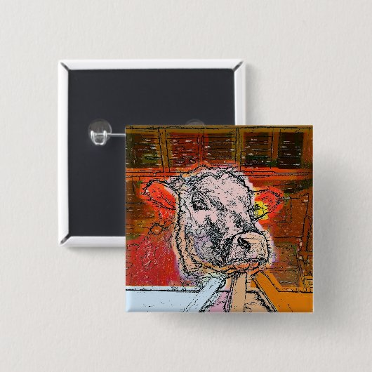 KOEIEN VIERKANTE BUTTON 5,1 CM (Voorkant /achterkant)