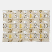 Koeien voor boerderij in klare staat betrapt theedoek (Horizontaal)