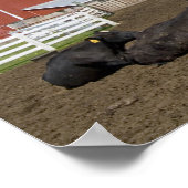 Koeien voor een rode schuur en silo op een boerder poster (Hoek)