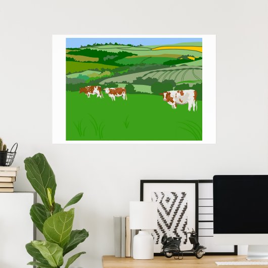 Koeien voor grazing poster (Thuiskantoor)