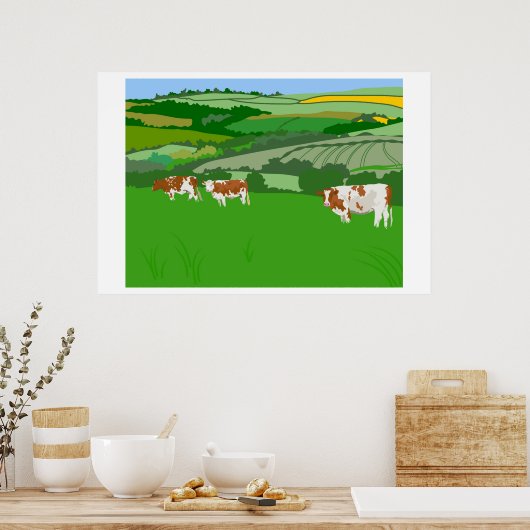 Koeien voor grazing poster (Keuken)