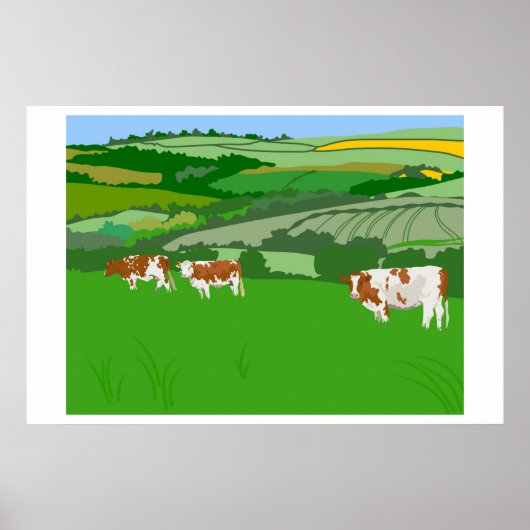 Koeien voor grazing poster (Voorkant)