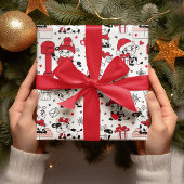 Koeien voor kerstfeestdagen bevestigen een modern  cadeaupapier