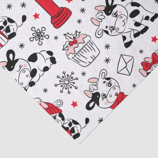 Koeien voor kerstfeestdagen bevestigen een modern  tissuepapier (Detail)