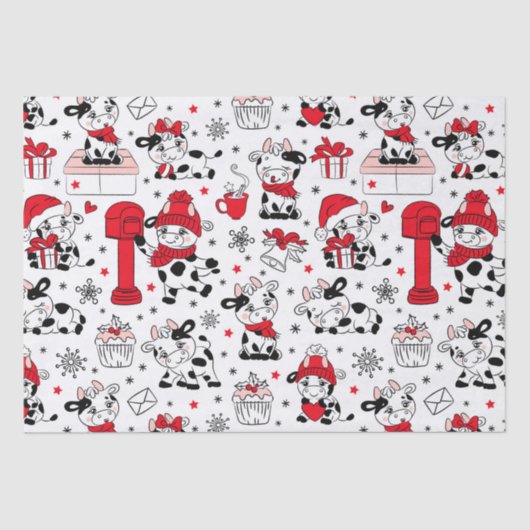 Koeien voor kerstfeestdagen bevestigen een modern  tissuepapier (Voorkant)