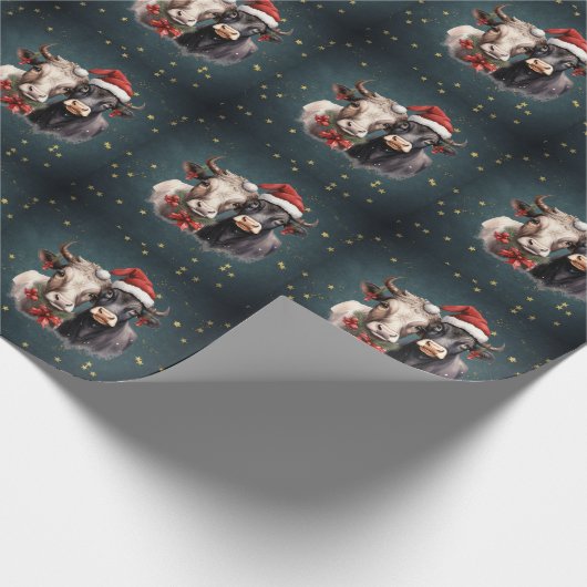 Koeien voor kerstmis cadeaupapier (Hoek)