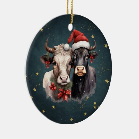 Koeien voor kerstmis keramisch ornament (Rechts)