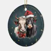 Koeien voor kerstmis keramisch ornament (Links)