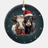 Koeien voor kerstmis keramisch ornament (Achterkant)