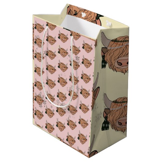 Koeien voor kerstmis medium cadeauzakje (Achterkant Gekanteld)