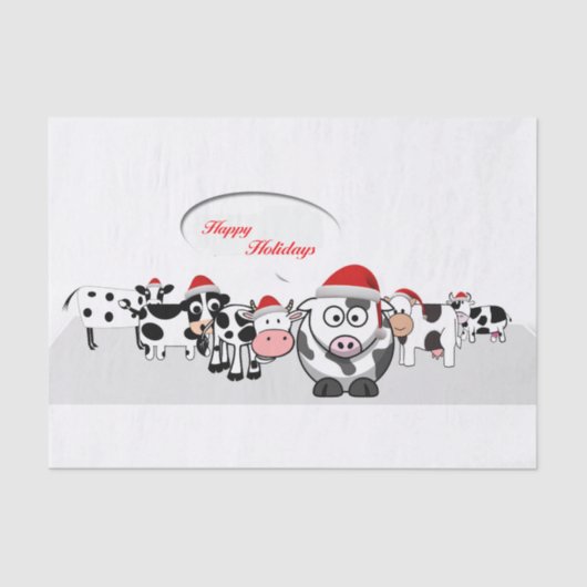 Koeien voor kersttassen Prettige feestdagen Tissuepapier (Voorkant)