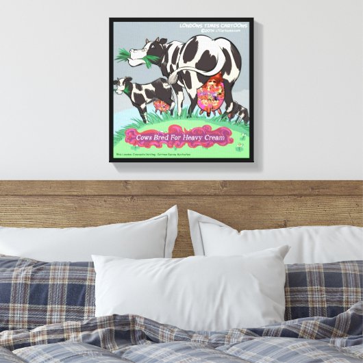 Koeien voor zware crème canvas afdruk (Insitu (Slaapkamer))