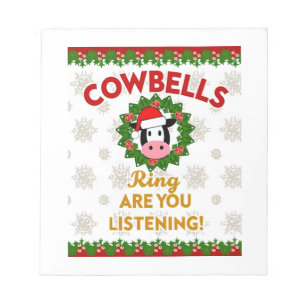 Koeienbellen rinkelen luister je Kerst Grappige C Notitieblok