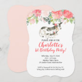 Koeienboerderij Koraal en Roze Bloemige Verjaardag Kaart (Voorkant / Achterkant)