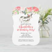 Koeienboerderij Koraal en Roze Bloemige Verjaardag Kaart (Staand voorkant)