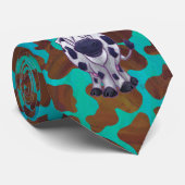 Koeienbruin en Blauwgroen afdrukken Stropdas (Opgerold)