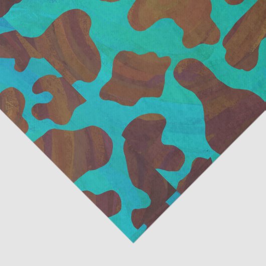 Koeienbruin en Blauwgroen afdrukken Tissuepapier (Detail)