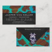 Koeienbruin en Blauwgroen afdrukken Visitekaartje (Voorkant / Achterkant)