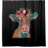 Koeienhoofd Gezicht Kleurrijke Waterverf | Kabelja Douchegordijn (Voorkant)