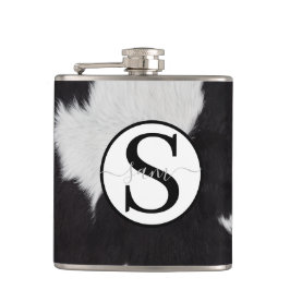 Koeienhuid Black White Monogram Flash Drive Flask Heupfles