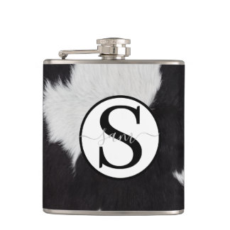 Koeienhuid Black White Monogram Flash Drive Flask Heupfles
