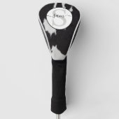 Koeienhuid Black White Monogram Golf Head Hoesje Golfheadcover (Voorkant)