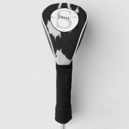 Koeienhuid Black White Monogram Golf Head Hoesje Golfheadcover