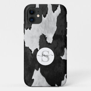 Koeienhuid Black White Monogram Hoesje-Mate iPhone Case-Mate iPhone Case