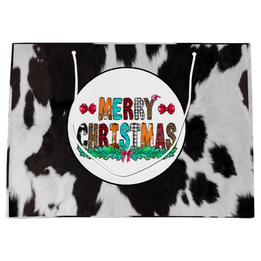 Koeienhuid Black White, prettige kerstcadeau Groot Cadeauzakje (Voorkant)