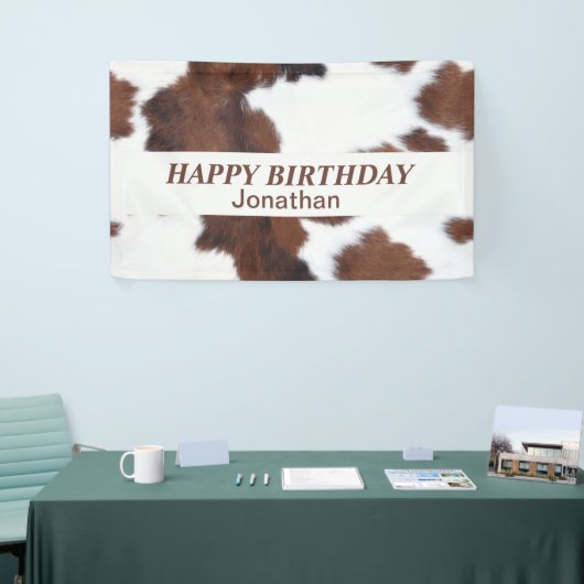 koeienhuid bruin HAPPY BIRTHDAY Spandoek (Beurs)