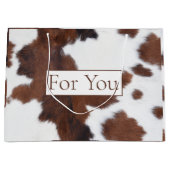 Koeienhuid bruin wit grote geschenkzak groot cadeauzakje (Voorkant)