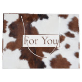 Koeienhuid bruin wit grote geschenkzak groot cadeauzakje (Achterkant)